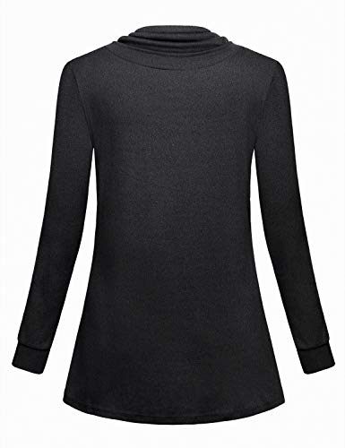 Joymom Maternity Warm Cowl Neck Nursing Sweatshirt Breastfeeding Tunic Tops - color: 3-carbon Black, size: Large