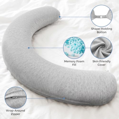 SweetSlubr Body Pillow, Memory Foam Pregnancy Pillow Leg Pillow 53.2x9.8in - size: 53.2’’ x 9.8’’