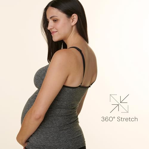 Basics by Bravado Women's Seamless Maternity Nursing Tank Top Cami for Breastfeeding with Adjustable Straps, S-XXL - color: Dark Charcoal Heather, size: Small