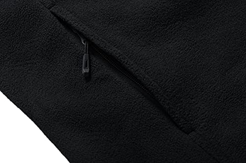GIMECEN Women's Full Zip Soft Polar Fleece Jacket Outdoor Recreation Coat - color: Black, size: X-Large