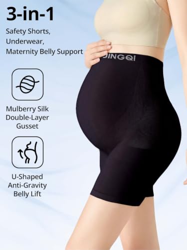 Maternity Underwear High Waisted Seamless Underwear for Women - color: Black, size: Large