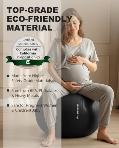 Trideer Yoga Ball for Exercise, Pregnancy, Physical Therapy, Pump Included - color: Black, size: XL(27-30ines/68-75cm)