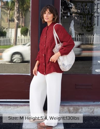 ZESICA Women's Oversized Chunky Knit Cardigan Sweaters Fall Fashion - color: Red, size: Medium