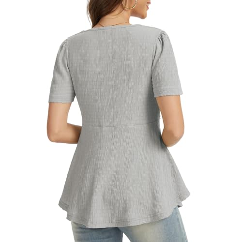 Bearsland Short Sleeve Nursing Top 3pack - color: Black & Silver Gray & Sand Brown, size: Small