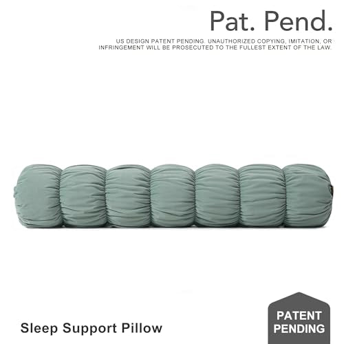 Pat. Pend. Long Body Pillow for Side Sleepers, 59 Inch, Green - color: Green, size: 59" x 7.87"