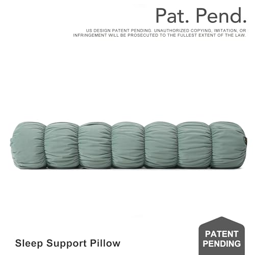 Pat. Pend. Long Body Pillow for Side Sleepers, 59 Inch, Green - color: Green, size: 59" x 7.87"