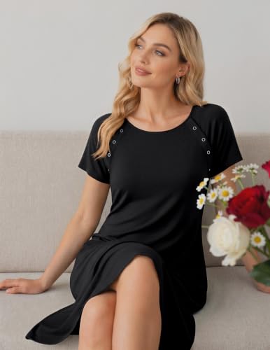 2 Pack Labor and Delivery Gown 3 in 1 Maternity Nursing Hospital Nightgown - color: 2 Pcs - Black + Dark Red, size: Medium