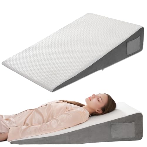Vekkia 34" Extra-Long Wedge Pillow,7.5" Bed Wedge Pillow for Sleeping,White - color: White/Gray, size: Longer Wedge Pillow(34"x22"x7.5")