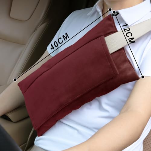 Post Surgery SeatBelt Pillow for Pregnancy Mastectomy Hysterectomy Recovery - color: Wine