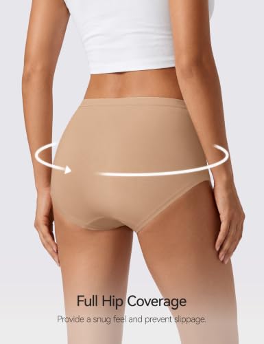 NIASOUL Women's Modal Underwear Seamless Soft Full Coverage Panties Briefs - color: 4p-2p Black+2p Skin, size: Large