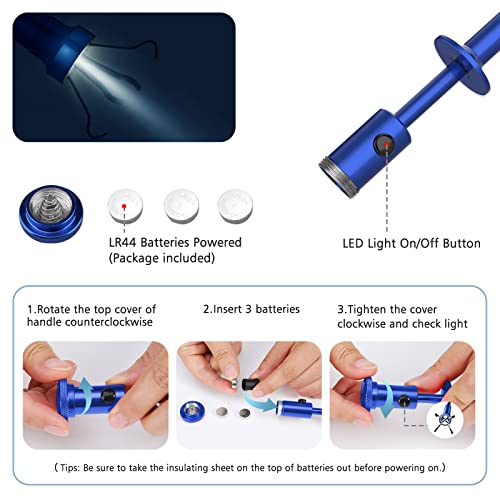 Housolution 28.34in Grabber Tool Magnetic, Bendable with LED Lights, Blue - color: Blue