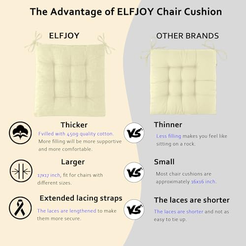 ELFJOY Rocking Chair Cushions High Back and Seat Cushion Linen White - color: Linen White