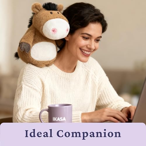 IKASA Microwavable Stuffed Animal Horse Plush, Heating Weighted 1.5 lbs - color: Brown Horse
