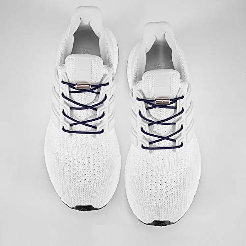 Elastic Shoe Laces - No Tie Shoelaces for All Adult and Kids Sneakers Fits Board Shoes and Casual Shoes (2 Pairs) - color: Navy Blue
