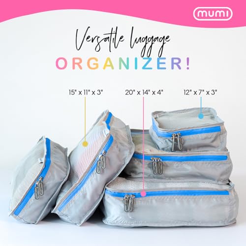MUMI Packing Cubes Set of 5 - Mesh-Top Luggage Organizers, Orange - color: orange