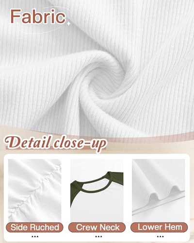 Neer 3 Pack Maternity Long Sleeve Shirts Ribbed Pregnancy Tops - color: Black, Coffee, Army Green, size: Medium