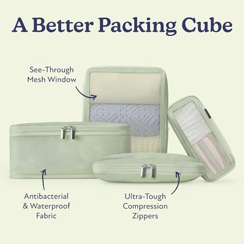 Vandel Space-Saving Compression Packing Cubes for Women 4-Pack Compressible - color: 6. Sage, size: 4 Pack (Compression)