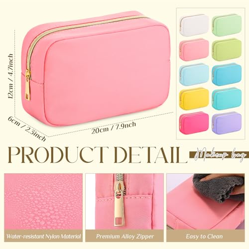 Sweetude 10 Pcs Nylon Makeup Bag Preppy Cosmetic Pouch,Macaron Color - color: macaron Color