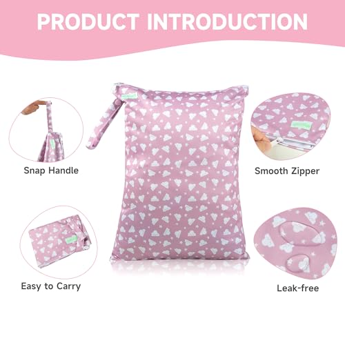 wegreeco Wet Dry Bag for Baby Swimsuit, Small Wet Dry Bag for Clothes Diaper and Breast Pump Parts, Large Baby bag for Travel,Gym Clothes,Beach,Pool,Extra Clothes (White Clouds) - color: White Clouds