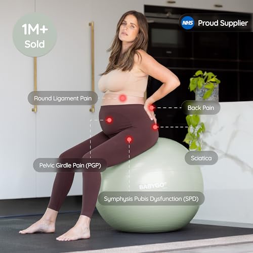 BABYGO Birthing Ball, Pregnancy & Labor, Award Winning Book - color: Sage, size: 65cm - Manual