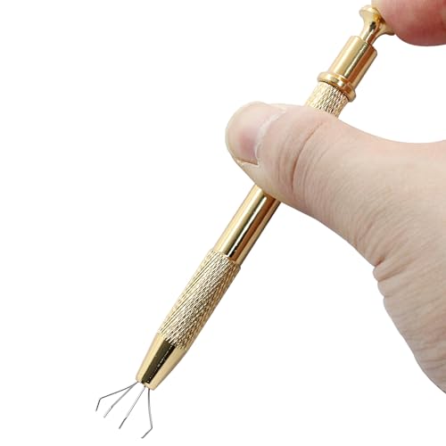 Hordion 4-Claw Pick up Tool Piercing Ball Grabber, Gold Jewel Pickup Tool - color: Gold, size: 1 Pcs