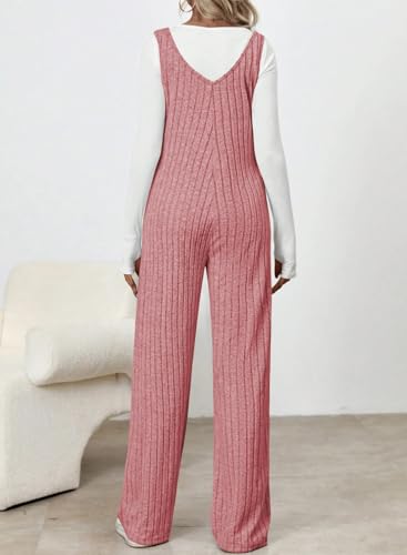 BLENCOT Maternity Jumpsuit Sleeveless Square Neck Wide Leg Pants Romper - color: Dusty Pink, size: Small