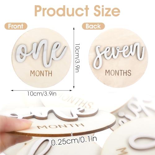 6 PCS Baby Monthly Milestone Cards Double Sided Wooden 3D Milestone - color: White