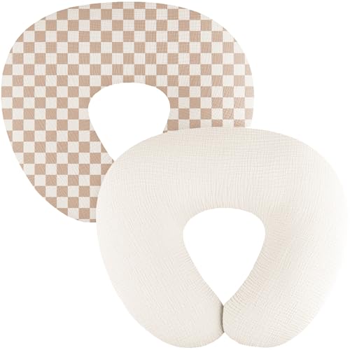 MairMore 2 Pack Muslin Baby Nursing Pillow Covers,Cover Only - color: Milky Coffee