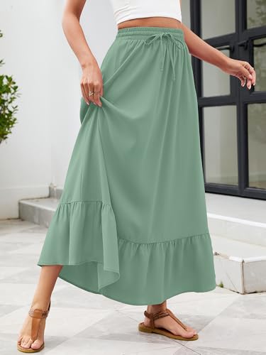 Heymoments High Waisted Maxi Skirts for Women with Pockets - color: A02-light Green, size: XX-Large