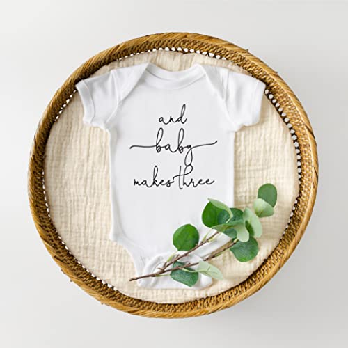 Bump and Beyond Designs Baby Announcement Gifts, And Baby Makes Three - color: White, size: 0-3 Months