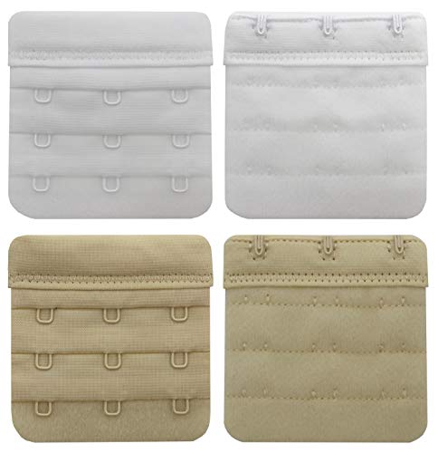 Tamlien Bra Extender 2 Hook/3 Hook/4 Hook/5 Hook, Soft and Comfortable Bra Extension - color: Bra Extender 3 Hook White/Beige