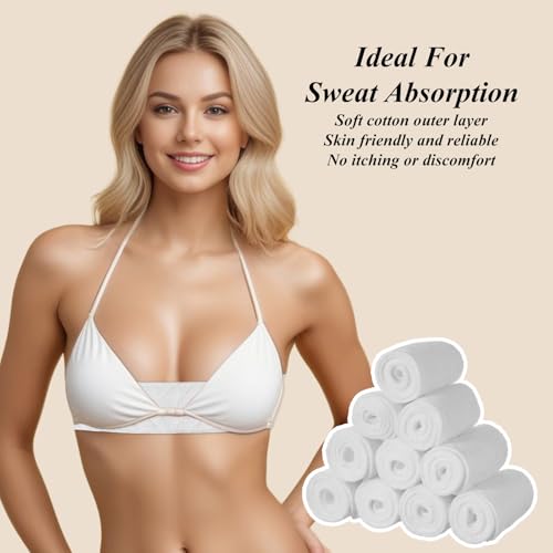 Ymapinc Cotton Breast Pads for Bra Liners, Sports Bra Pads Inserts, Washable Under Breast Sweat Pad, Liners to Absorb Sweat