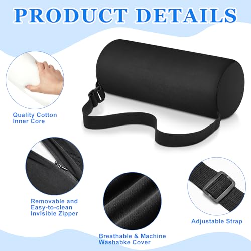 Wenqik 2 Pcs Lumbar Roll Support Pillow, Low Back Office Cushion, Black - color: Black