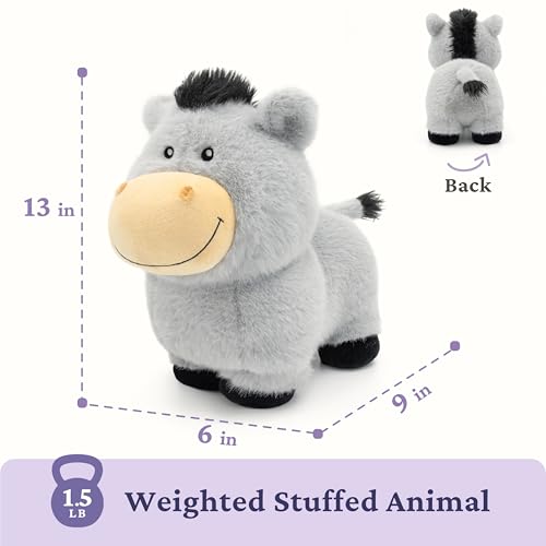IKASA Microwavable Stuffed Animal Donkey Plush, Heating Weighted 1.5 lbs - color: Blue Donkey