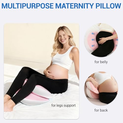 Pregnancy Pillow for Pregnant Women, Memory Foam Pillow for Side Sleeper, Maternity Pillow Support for Back, Belly, HIPS, and Legs