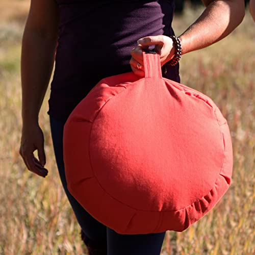 Hugger Mugger Zafu Meditation Cushion - Support in Cross-Legged Sitting, Buckwheat filled, Durable Fabric, Convenient Handle, Handmade in USA - color: Olive