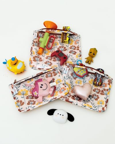 ALVA 3pcs Mess-Proof Travel Pouches,TSA Approved Toiletry Bag,Makeup Bag - color: Flower