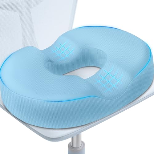 BlissTrends Donut Pillow Seat Cushion, Memory Foam Lifting Cushions - color: Light Blue, size: XX-Large
