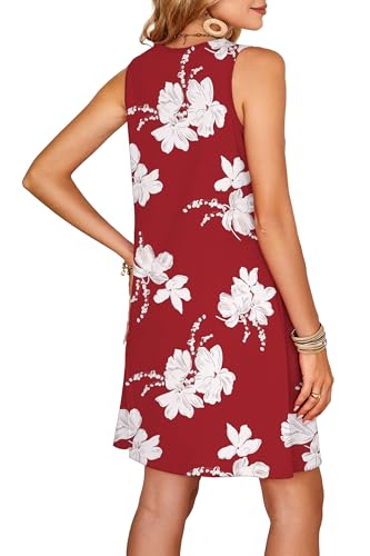 OFEEFAN Womens Square Neck Tank Dresses 2026 Summer Spring Loose Swing Sundresses with Pockets Plain/Print - color: Print 04, size: X-Large