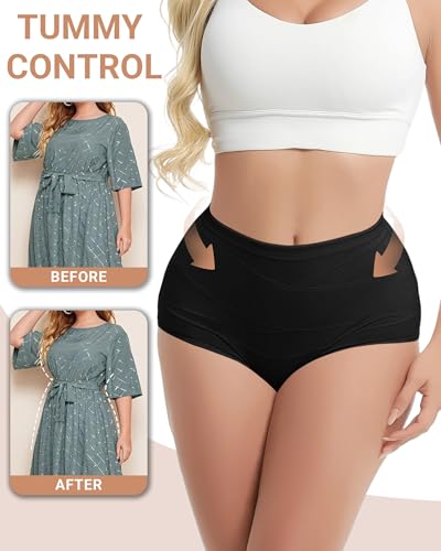 Women's Cotton Underwear High Waisted Ladies Panties Briefs 4Pack - color: Black, size: Small