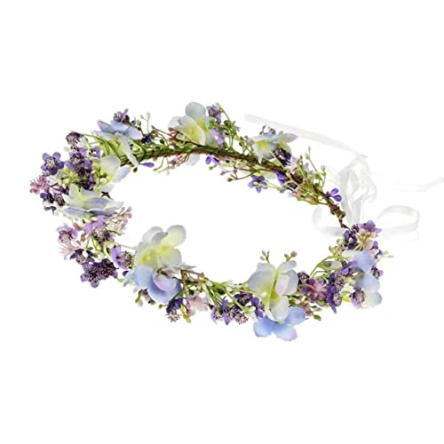 Vividsun Green Leaf Flower Crown Eucalyptus Crown Wedding Bridal Maternity Photo Props Headpiece (A/purple) - color: Purple