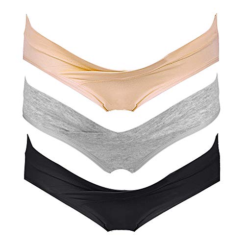 Intimate Portal Cotton Maternity Underwear Under the Bump Bikini Panties - color: 3-pk Basics, size: XX-Large