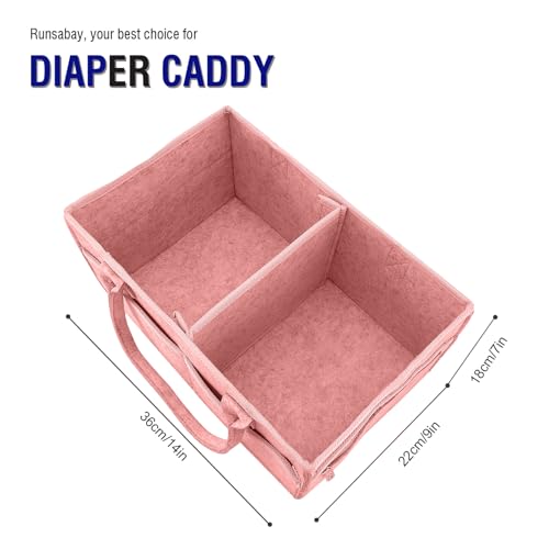 Runsabay. Diaper Caddy Organizer for Newborn Baby Essentials, Large Nursery Storage Bin, Car Organizer for Baby Diapers and Wipes, Baby Basket with Handles - Pink - color: Pink, size: Large