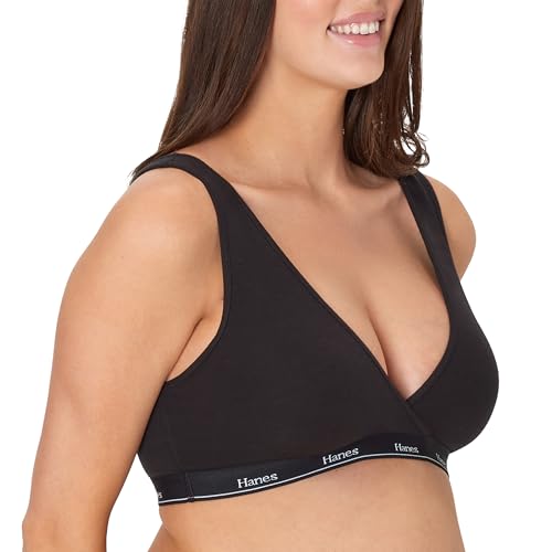 Hanes Women's Maternity Nursing Bra, Lounge Nursing Bralette, Moisture-Wicking, Odor Protection - color: Black, size: X-Large