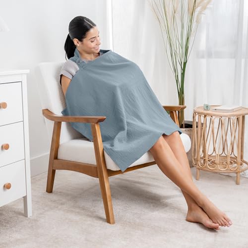 Muslin Nursing Cover and Burp Cloths 20" x 10", Pack of 10 Bundled by Comfy Cubs
