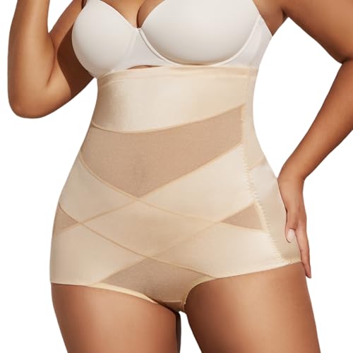 MOVWIN Plus Size Shapewear Tummy Control Underwear Girdle For Women - color: Beige, size: 4X-Large
