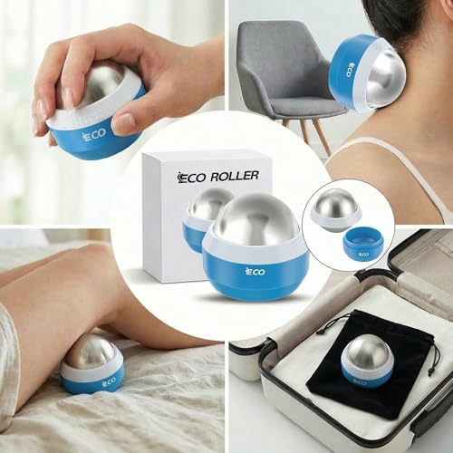 iECO Massage Ice Roller Ball Cold & Heat Therapy Plantar Fasciitis Roller - color: Blue & White