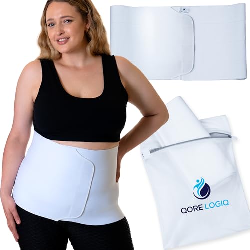 QORE LOGIQ Plus Size Abdominal Binder Post Surgery (White, XX-Large, 12") - color: White, size: XX-Large