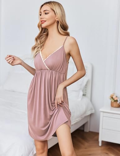 Ekouaer Nursing Nightgown and Maternity Robe Set Labor and Delivery Gown - color: Pink, size: Small
