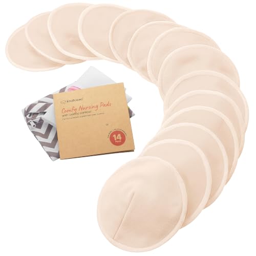 Organic Nursing Pads, 14 Washable Breast Pads,Wash Bag (Bare Beige, L 5") - color: Bare Beige, size: 14pk, L 5"
